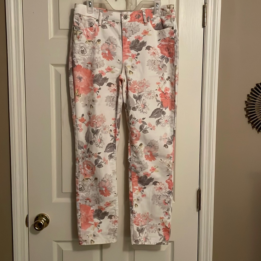 Floral patterned jeans